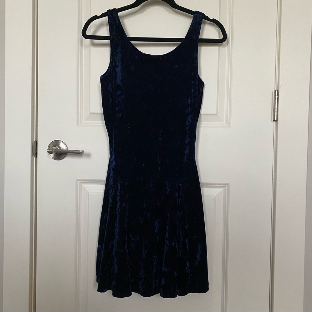 VINTAGE Betsey Johnson crushed blue velvet dress
